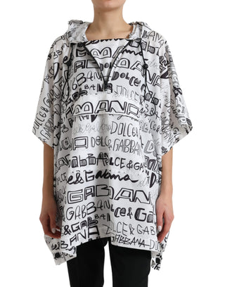 Camiseta blusón con capucha blanca con estampado de logo