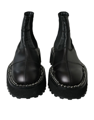 Botines Chelsea negros de cuero elástico sin cordones