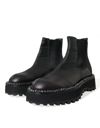Botines Chelsea negros de cuero elástico sin cordones