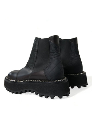 Botines Chelsea negros de cuero elástico sin cordones