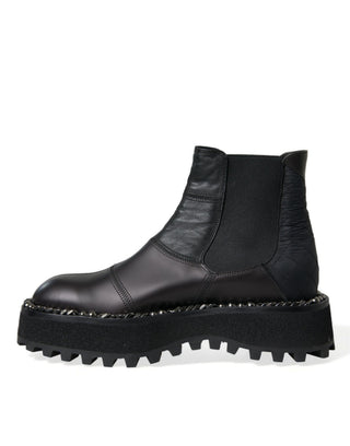 Botines Chelsea negros de cuero elástico sin cordones