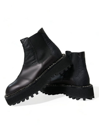 Botines Chelsea negros de cuero elástico sin cordones