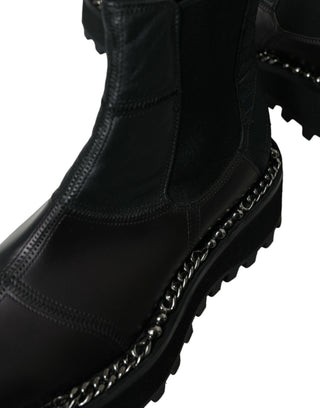 Botines Chelsea negros de cuero elástico sin cordones