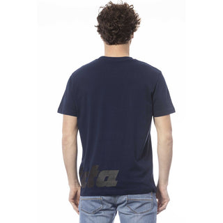 Camiseta azul de algodón para hombre