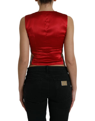Mehrfarbige Jacquard-Knopfwesten-Top