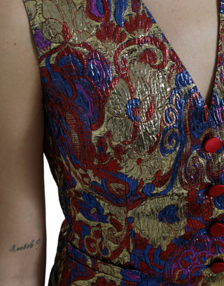 Mehrfarbige Jacquard-Knopfwesten-Top