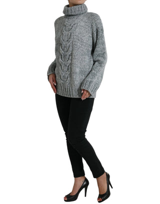 Pullover aus grauem Kaschmir mit Rollkragen