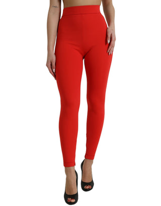 Rote Nylon-Stretch-Leggings mit schmalem Bein