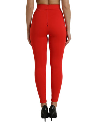 Rote Nylon-Stretch-Leggings mit schmalem Bein