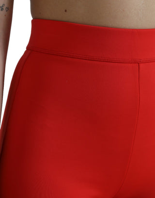 Rote Nylon-Stretch-Leggings mit schmalem Bein