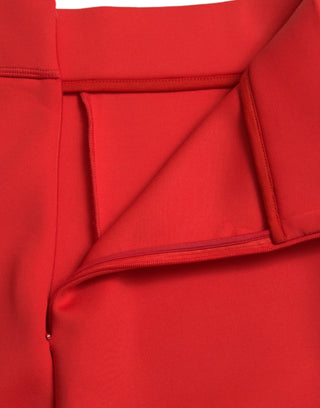 Rote Nylon-Stretch-Leggings mit schmalem Bein