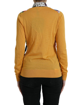 Suéter henley de cachemira multicolor con parches