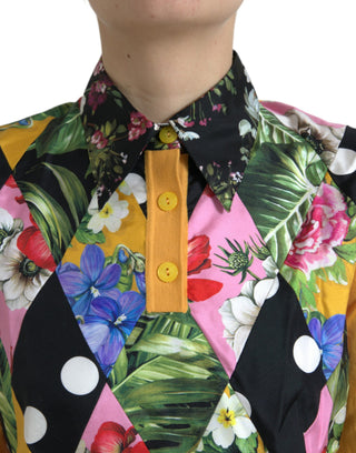 Suéter henley de cachemira multicolor con parches