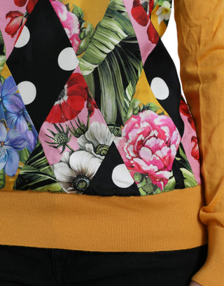 Suéter henley de cachemira multicolor con parches