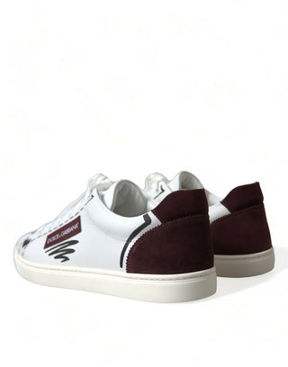 Zapatillas bajas blancas de cuero Bordeaux con logo