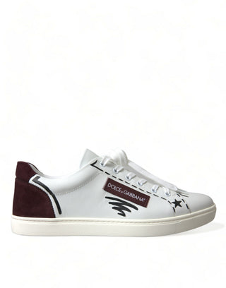 Zapatillas bajas blancas de cuero Bordeaux con logo