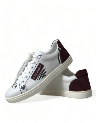 Zapatillas bajas blancas de cuero Bordeaux con logo