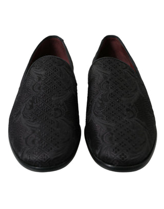 Zapatos de vestir tipo mocasín para hombre en brocado negro