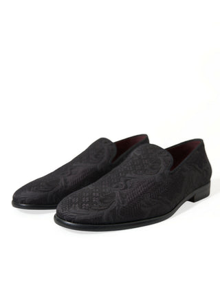 Zapatos de vestir tipo mocasín para hombre en brocado negro