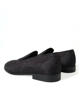 Zapatos de vestir tipo mocasín para hombre en brocado negro