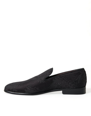 Zapatos de vestir tipo mocasín para hombre en brocado negro