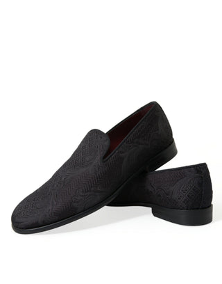 Zapatos de vestir tipo mocasín para hombre en brocado negro