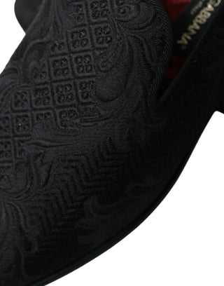 Zapatos de vestir tipo mocasín para hombre en brocado negro