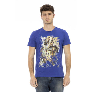 Blaues Baumwoll-Herren-T-Shirt