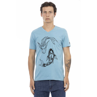 Hellblaues Baumwoll-Herren-T-Shirt