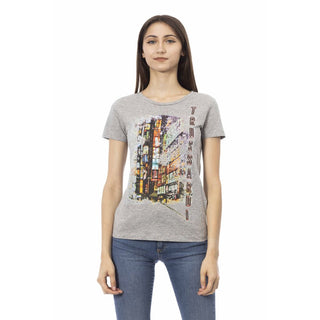 Graues Baumwoll-T-Shirt für Damen