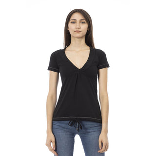 Schwarzes Baumwoll-T-Shirt für Damen