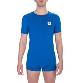 Camiseta azul de algodón para hombre