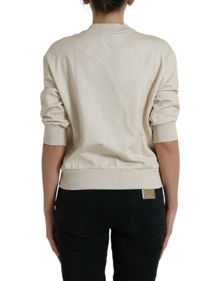Beige Jungle Printed Cotton Pullover Sweater