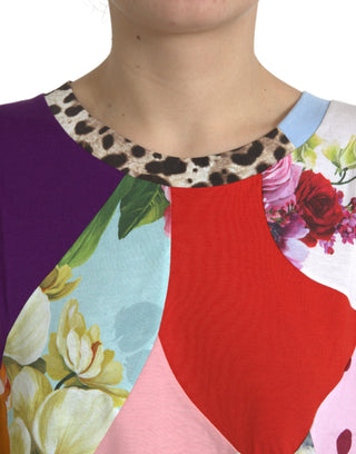 Mehrfarbige Patchwork-Bluse aus Baumwollseide