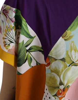 Mehrfarbige Patchwork-Bluse aus Baumwollseide