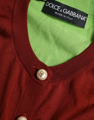 Mehrfarbiger Strickpullover mit Rundhalsausschnitt aus Seide