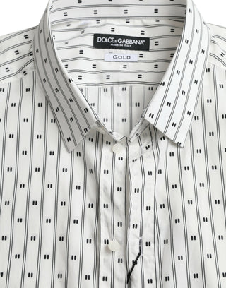 Camisa formal dorada para hombre con patrón blanco
