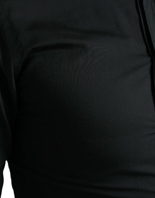 Camisa formal dorada de algodón y seda negra