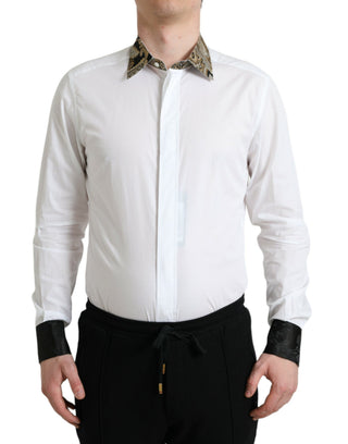 Weißes Baumwoll-Jacquard-Abendkleidhemd GOLD