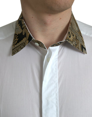 Weißes Baumwoll-Jacquard-Abendkleidhemd GOLD