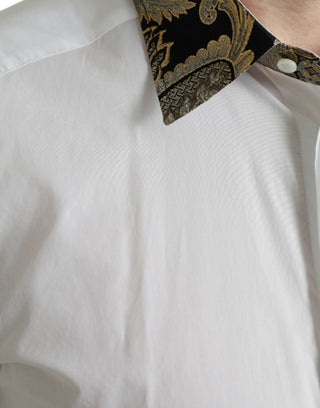 Weißes Baumwoll-Jacquard-Abendkleidhemd GOLD