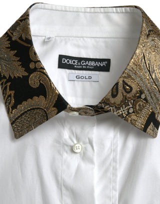 Weißes Baumwoll-Jacquard-Abendkleidhemd GOLD