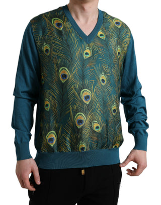 Grüner Pfauenfeder-Pullover