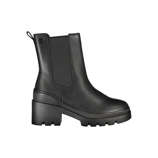 Schwarzer Polyester-Stiefel