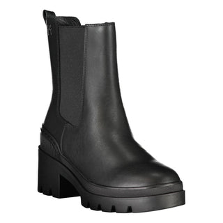 Schwarzer Polyester-Stiefel