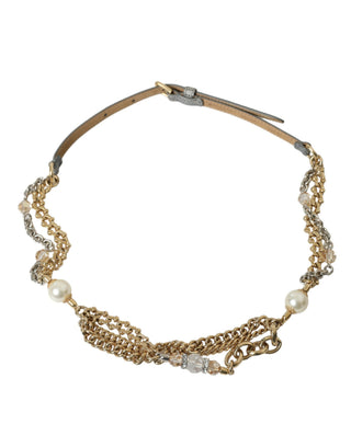 Cinturón de cintura con cadena trenzada de latón dorado azul