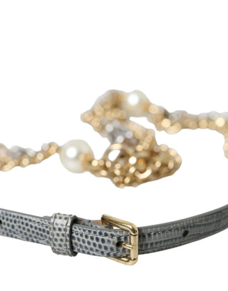 Cinturón de cintura con cadena trenzada de latón dorado azul