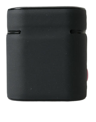 Funda para Airpods de silicona negra y rosa con logo en relieve