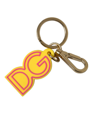 Gelber Gummi goldfarbenes Metall DG Logo Schlüsselanhänger
