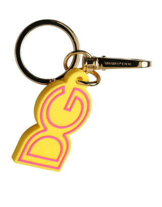 Gelber Gummi goldfarbenes Metall DG Logo Schlüsselanhänger